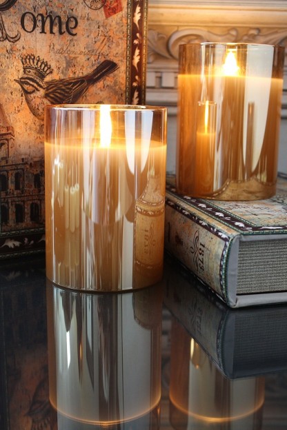 OUT OF STOCK 3.5"D x 5"H CHAMPAGNE RADIANCE POURED CANDLE  [478265]  